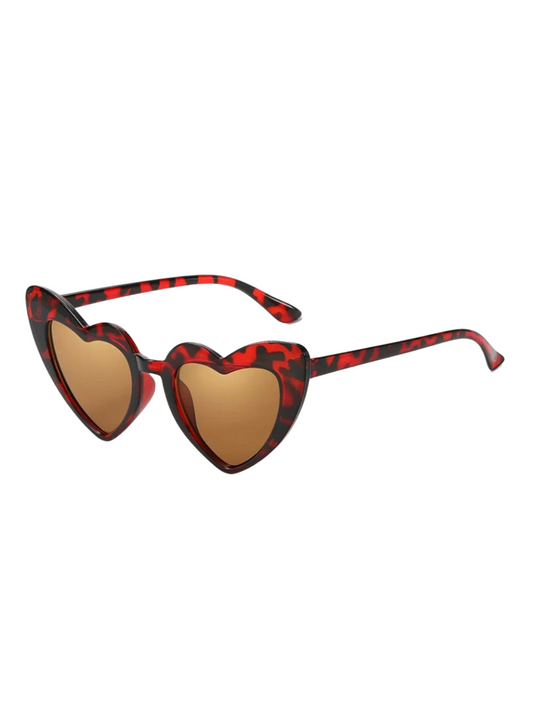 Kids tortoise shell print heart sunglasses