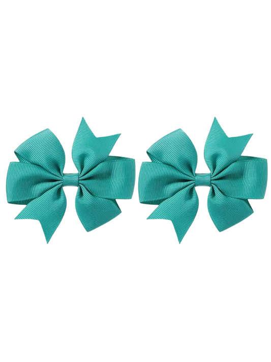 Aqua hair bow set