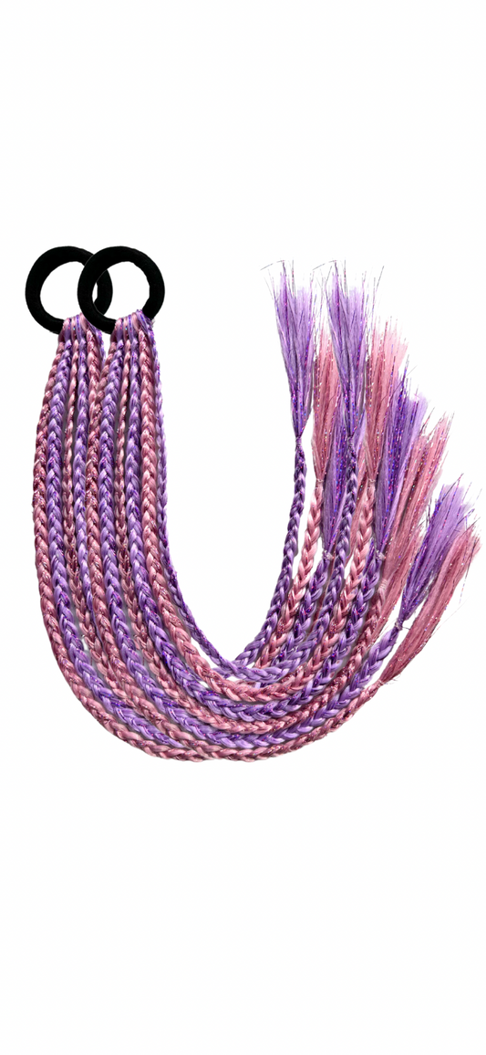 Pink & Purple Shimmer MIDI Pre-braided 45cm Set