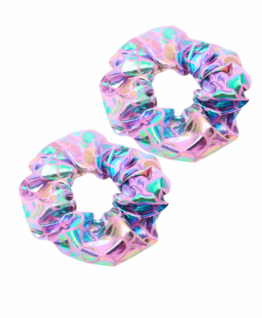 Light pink mermaid shimmer print scrunchie set