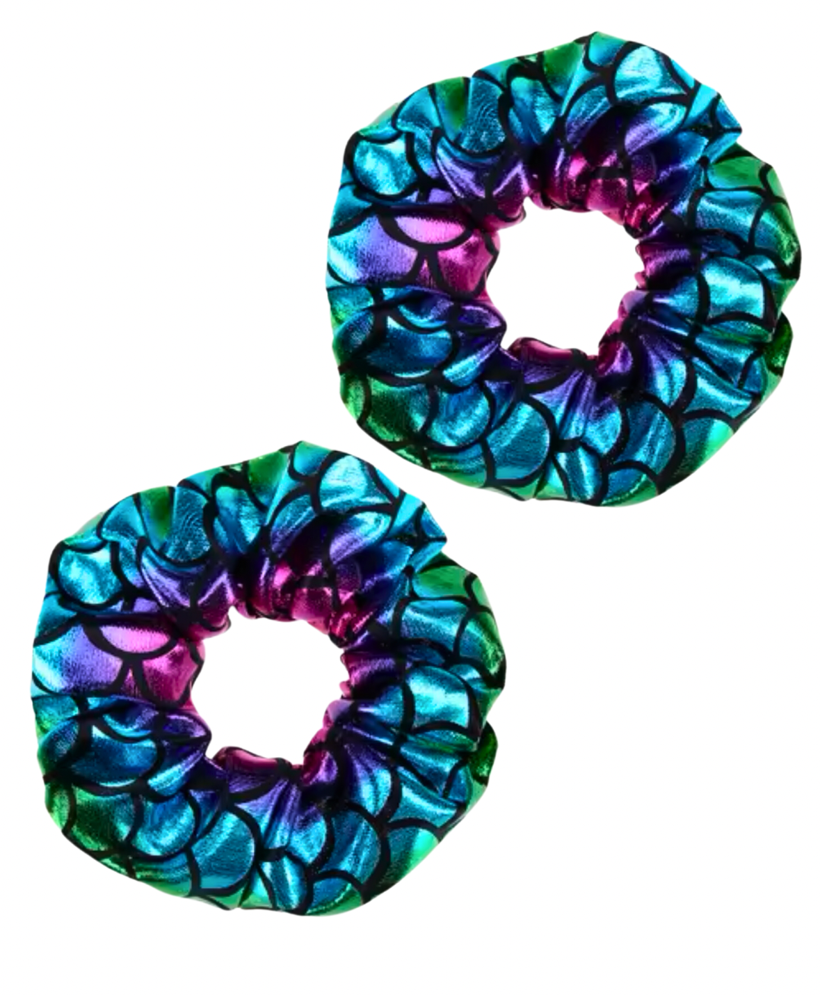 Rainbow mermaid shimmer print scrunchie set