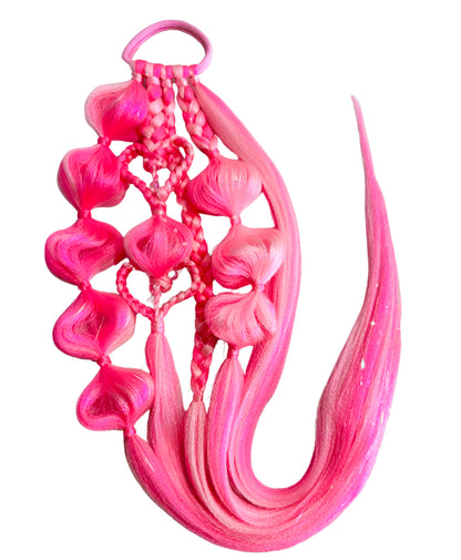 Pink Peony LED Light Up Heart Bubble Ponytail