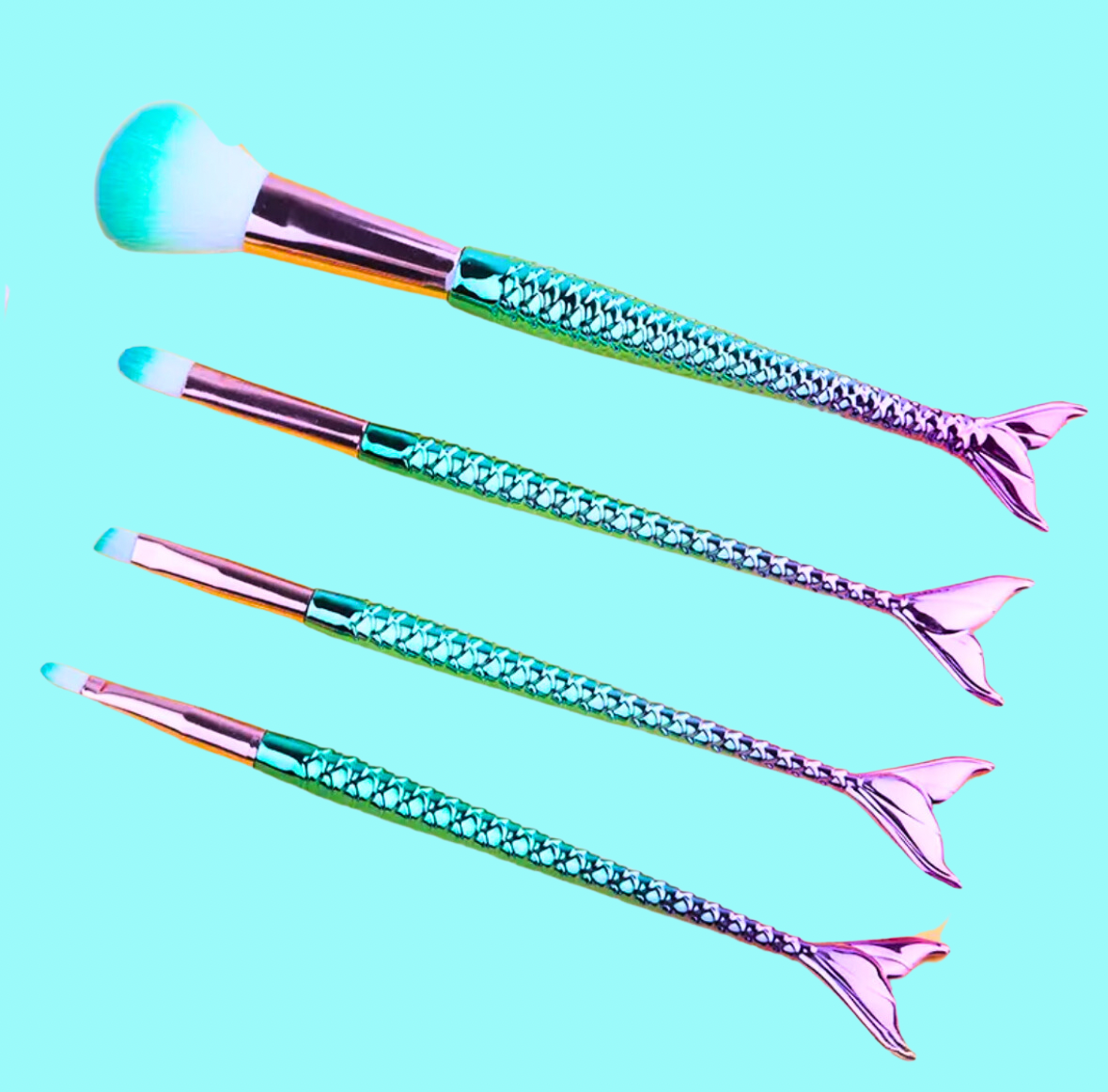 Glitter/Make up brush set- Mermaid (Regular length)