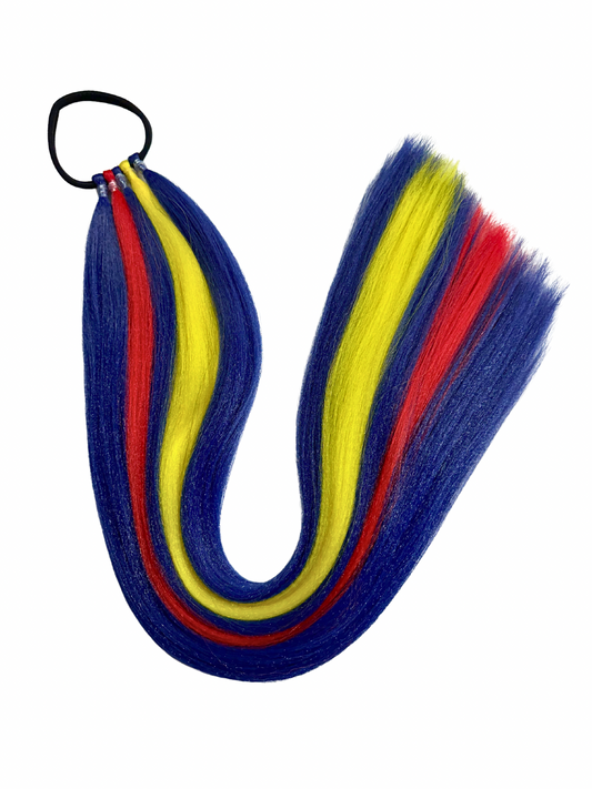 Navy/yellow/red sports team braid