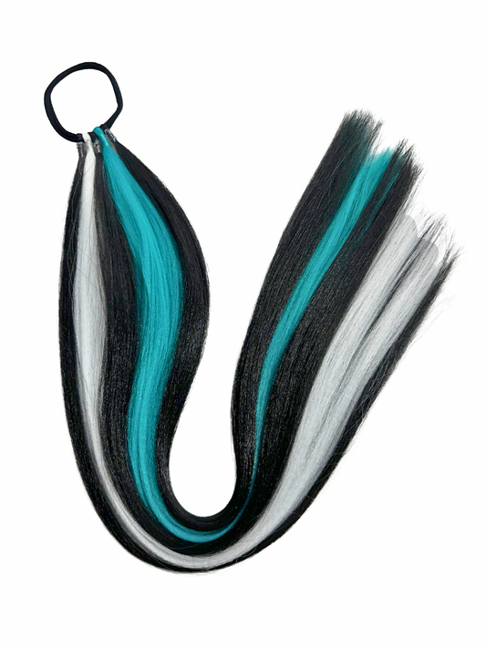 Black/Aqua/White sports team braid