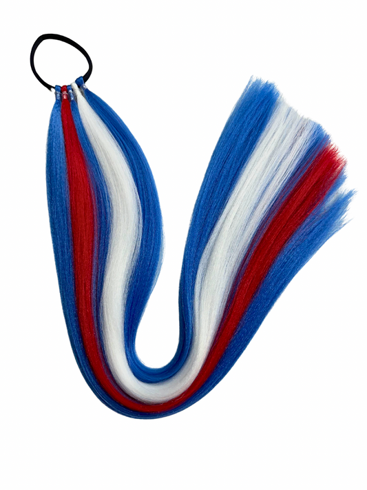 Blue/red/white sports team braid